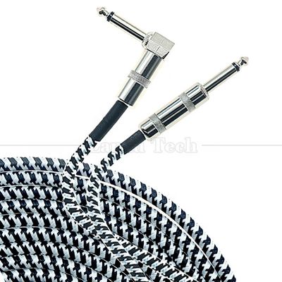 High Quality Durable Braided 3M 10FT Right Angle to Straight 1/4 inch TS Jack Instrument Electric Guitar Cable