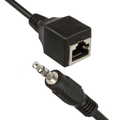 3.5mm Stereo Audio Jack to RJ45 Female Socket Cat5 Cat6 Cat7 Ethernet Extender Cable