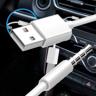 Short USB 2.0 Female to 3.5mm Plug Jack 3 Poles AUX Converter Adapter Cable for Car