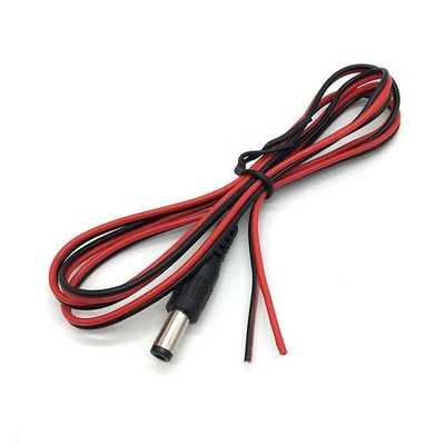Red Black DC Male 5.5x2.1mm Barrel Jack to Stripped Open Bare End Tinned Wire Cable