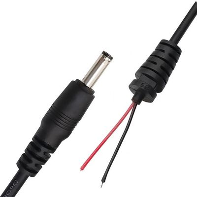 CUSTOM DC Barrel Jack Male 2.1X5.5mm to Stripped Tinned Wire Pigtail Bare End Cable with SR Grommet