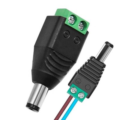 Solderless 12v 24v 5.5x2.5mm 5.5x2.1mm Male DC Power Plug Connector Jack Adapter for CCTV Camera Led Strip Lights