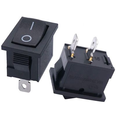 AC 6A/250V 10A/125V Black 2 Pin Position Snap in ON OFF Electrical Boat Rocker Switch