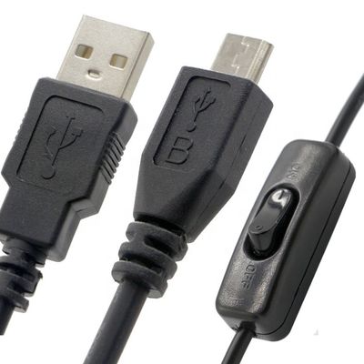 High Quality 1M ON OFF Controller Micro B to USB A Extension Cable with Switch for LED Lamp