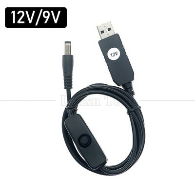 High Quality Booster 5V USB to 12V 9V DC 5.5x2.1mm Barrel Jack Power Charger ON OFF Cable with Switch  for Router Fan LED Strip