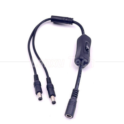 12v Splitter 1 Female to 2 Male DC Plug 5.5x2.1mm on off Switch Cord Cable for LED Lamp Light
