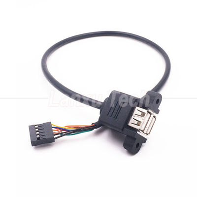 Dual USB Type A 2 Ports Panel Mount USB to Dupont 9 Pin Header Connector Wire Cable