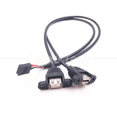Dual USB Type A 2 Ports Panel Mount USB to Dupont Connector Wire Cable