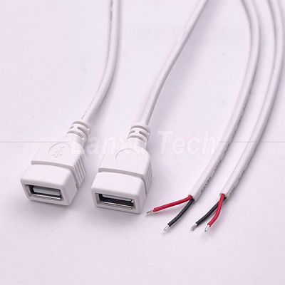 5V White USB Female to Open Bare Wires Pigtail End Cable for LED Strip