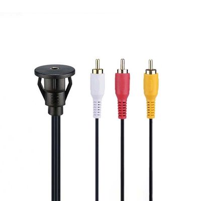 Custom DC 3.5 To 3RCA Waterproof Extension Cable With Flush Mount Panel For Car Truck Boat Motorcycle Computer