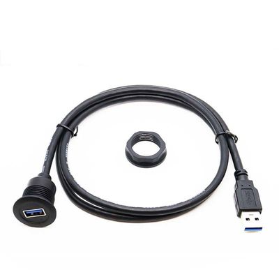 Short Head USB 3.0 Male To Female Waterproof Extension Cable With Flush Mount Panel For Car Truck Boat Motorcycle Computer