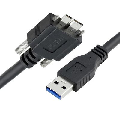 Super Speed Data 5Gbps Screw Locking Panel Mount Micro B 3.0 to USB 3.0 A Extension Cable