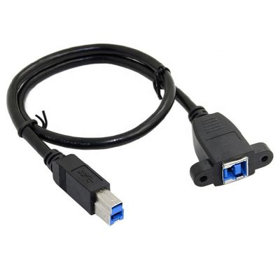 Screw Locking Stud Male To Female Panel  Mount USB 3.0 Type B Printer Extension Cable