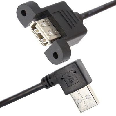 Screw Locking 90 Degree Right Angle Type A Male to Female Panel Mount USB Extension Cable
