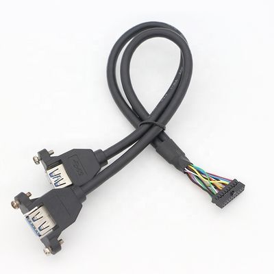 Screw Locking Stud Dual USB 3.0 Type A Female Panel Mount Cable