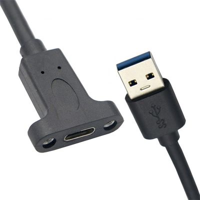 Screw Locking Stud USB 3.0 A Male to USB Type C 3.1 Female Panel Mount USB 3.0 Extension Cable