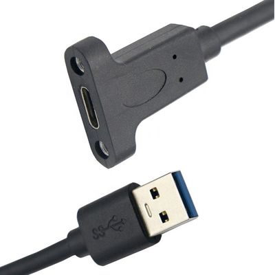 Custom Screw Locking Stud USB 3.0 A Male to USB Type C 3.1 Female Panel Mount Extension Cable