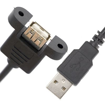 1ft 3ft 10ft Screw Locking Stud Male to Female Panel Mount USB 2.0 Type A Extension Cable