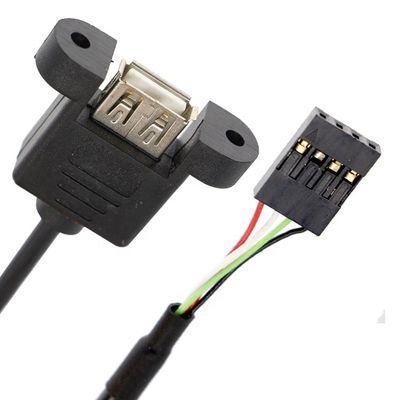 High Quality Screw Locking Stud 1M 2M USB Female Panel Mount to Dupont Wire Cable