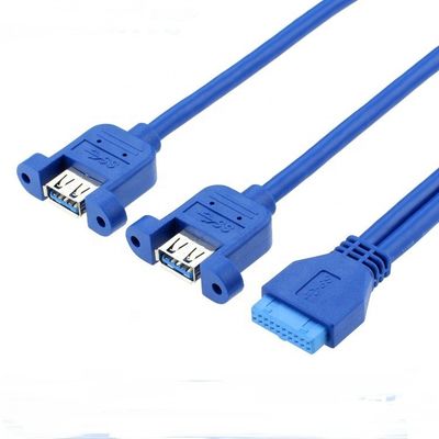 Dual Panel Mount USB 3.0 A Female to IDC 20 PIN Female PC Computer Case Motherboard Cable