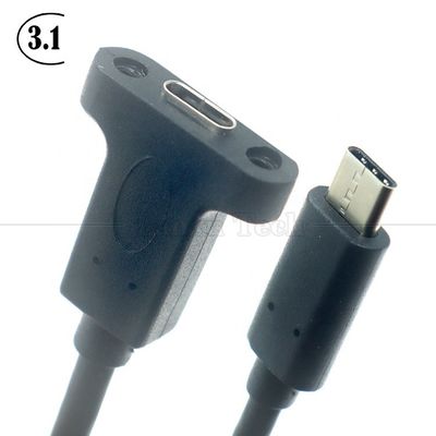 10Gbps 0.3m 1m Male to Female Type C 3.1 Panel Mount Screw Locking Hole USB Extension Cable