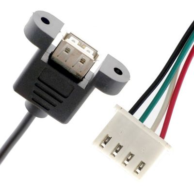 Custom Screw Locking Stud Female Panel Mount USB 2.0 Type A to JST XH PH SH Assembly Cable