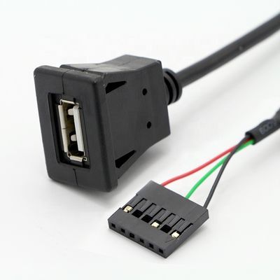 CUSTOM Snap Socket USB 2.0 A Male  Panel Mount Cable with 6 Wires Dupont Terminal