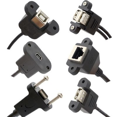 Screw Locking Micro Type C RJ45 Ethernet Male Female USB Panel Mount Cable
