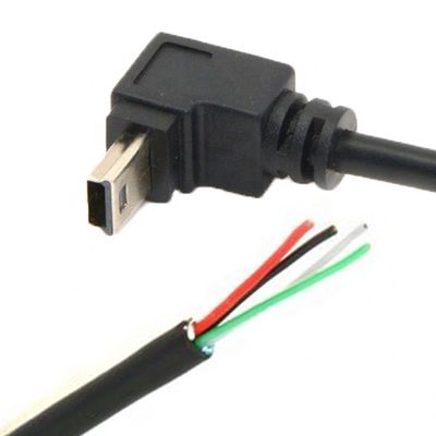 90 Degree Up Down Left Right Angle Mini USB to Stripped Bare Wire Open End Pigtail Cable