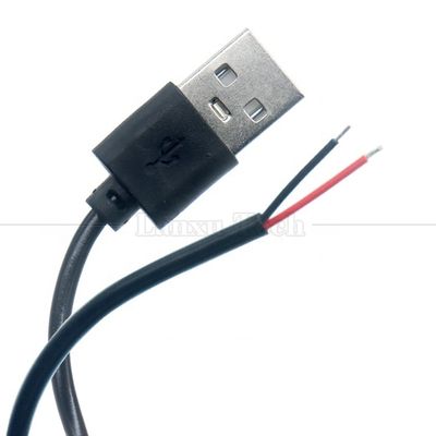 High Quality 5V USB 2.0 A Male to Open Stripped Bare 2pin Wires End Pigtail Cable for LED Light Strip Lamp