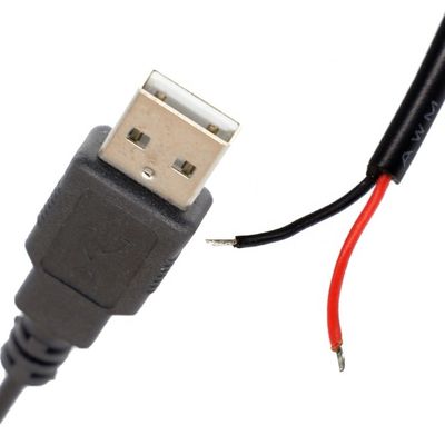 CUSTOM USB 2.0 A Male To Open Stripped Tinned Bare 2 Wire End Pigtail Power Cable