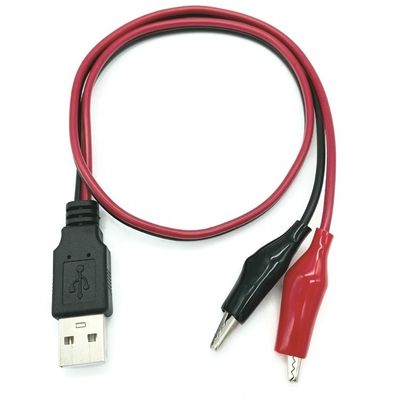 Crocodile Clamps Alligator Clip to USB A Male Test Wire Adapter Cable for Testing Circuit