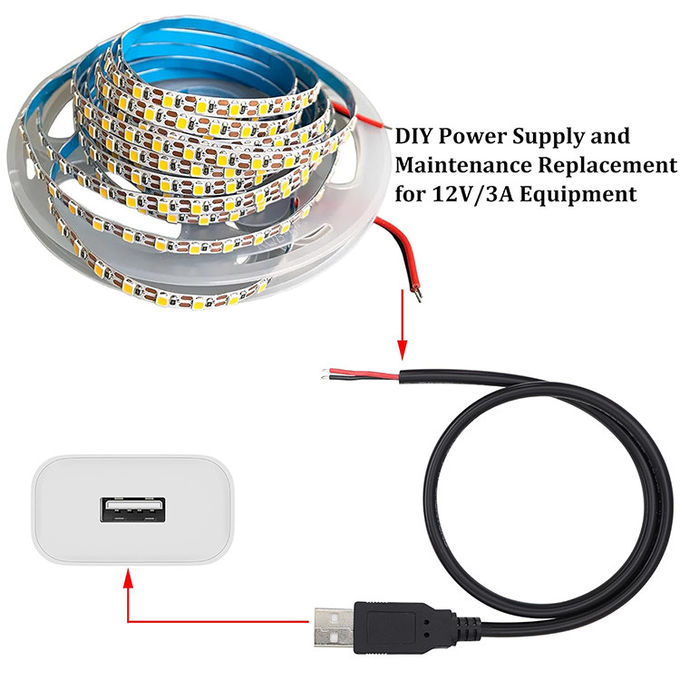 5V USB to Open Stripped Tinned Bare Wires End Pigtail Power Charger Cable for LED Strip Light Lamp 2