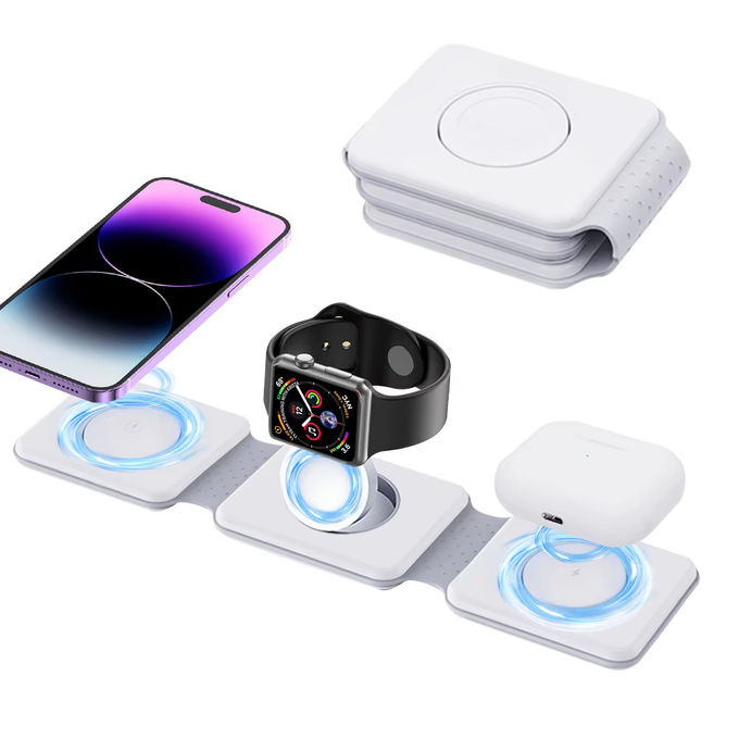Magnetic 3 In 1 Foldable Wireless Charger iPhone 12-15 15w Fast Wireless Charging Stand Station Portable Wireless Chargers 5