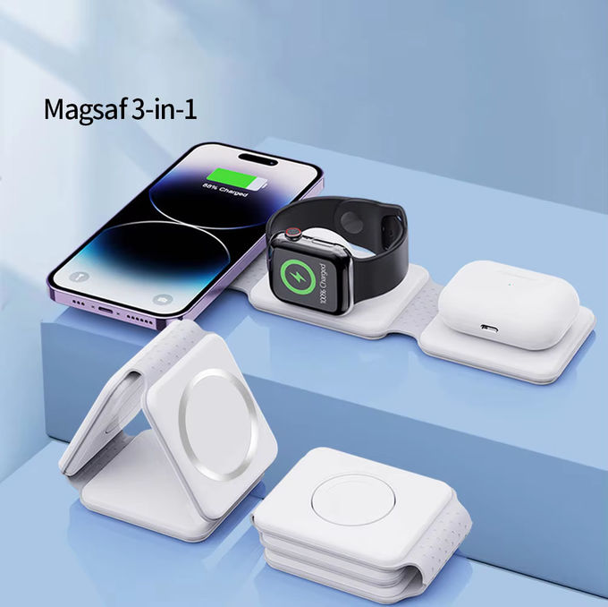 Magnetic 3 In 1 Foldable Wireless Charger iPhone 12-15 15w Fast Wireless Charging Stand Station Portable Wireless Chargers 6