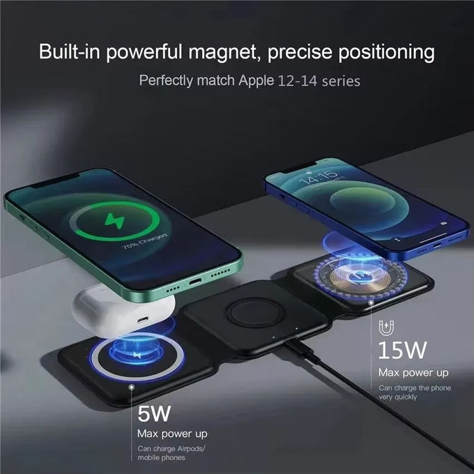 Magnetic 3 In 1 Foldable Wireless Charger iPhone 12-15 15w Fast Wireless Charging Stand Station Portable Wireless Chargers 1