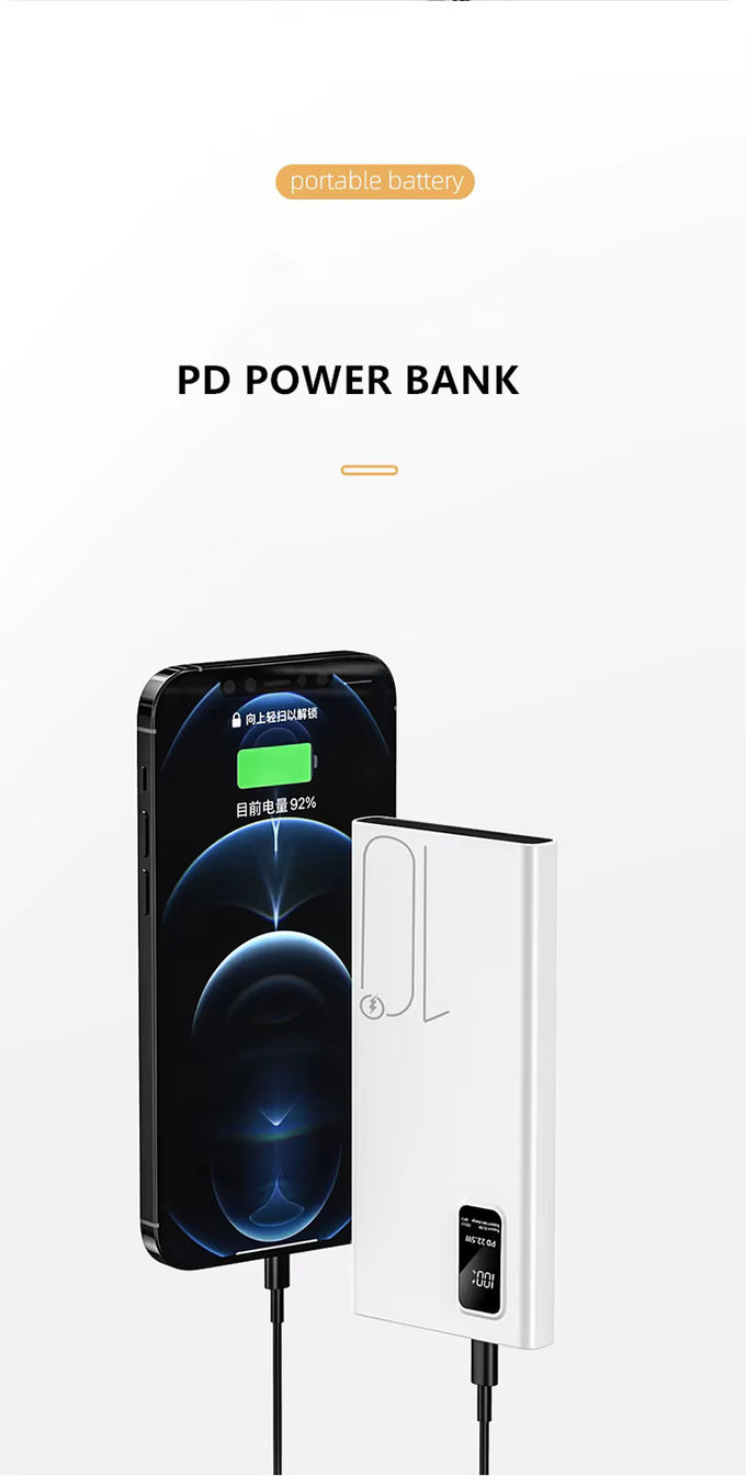 Outdoor Portable 10000mah PowerBank LED Display PD QC3.0 22.5W Fast Charge Slim Power Banks 10000mAh USB-C Charger for iphone 15 5